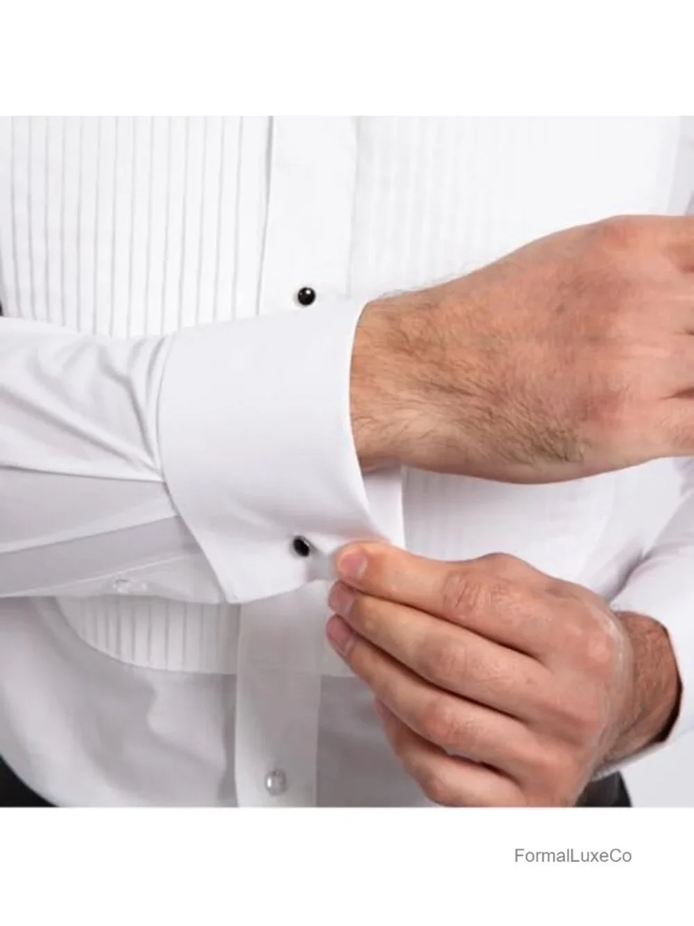 Men's Tuxedo Shirt Wing Collar French Cuffs Stretch Long Sleeve White Tie Formal